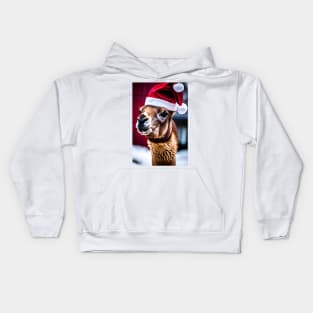 Santa Llama (Christmas Animals) Kids Hoodie